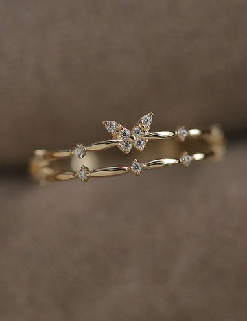 Rhinestone Butterfly Ring - DippedShop Wholesale - #5235