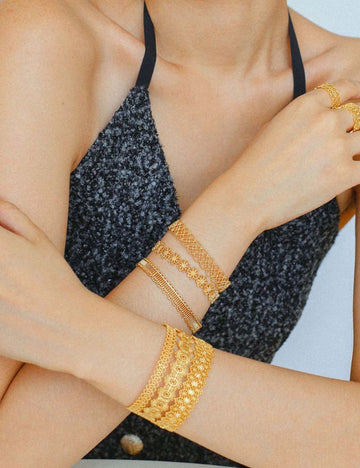 Fashion Lace Geometric Hollow Cuff Bracelet DP25D871