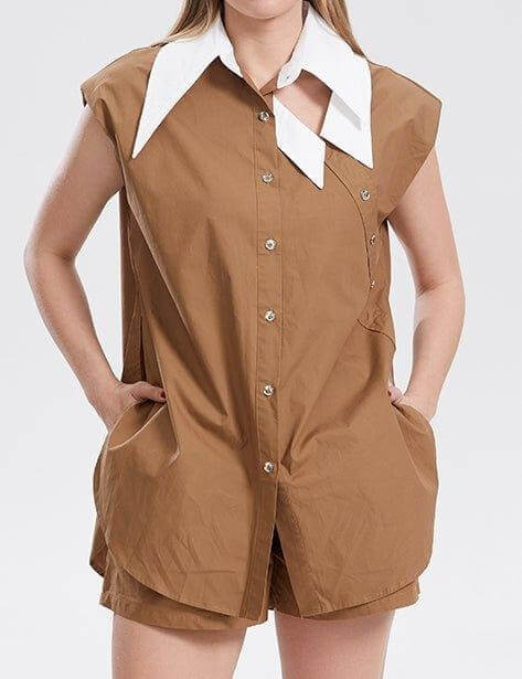 Sleeveless Shirt and Shorts Set - DippedShop Wholesale - #6995