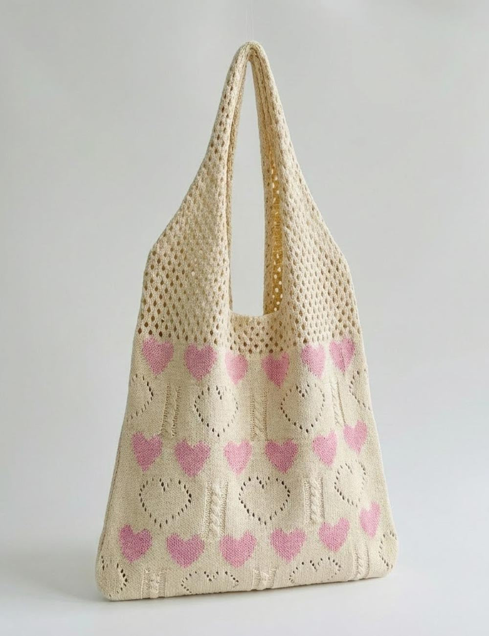 Love Pattern Knit Tote - DippedShop Wholesale - #4979