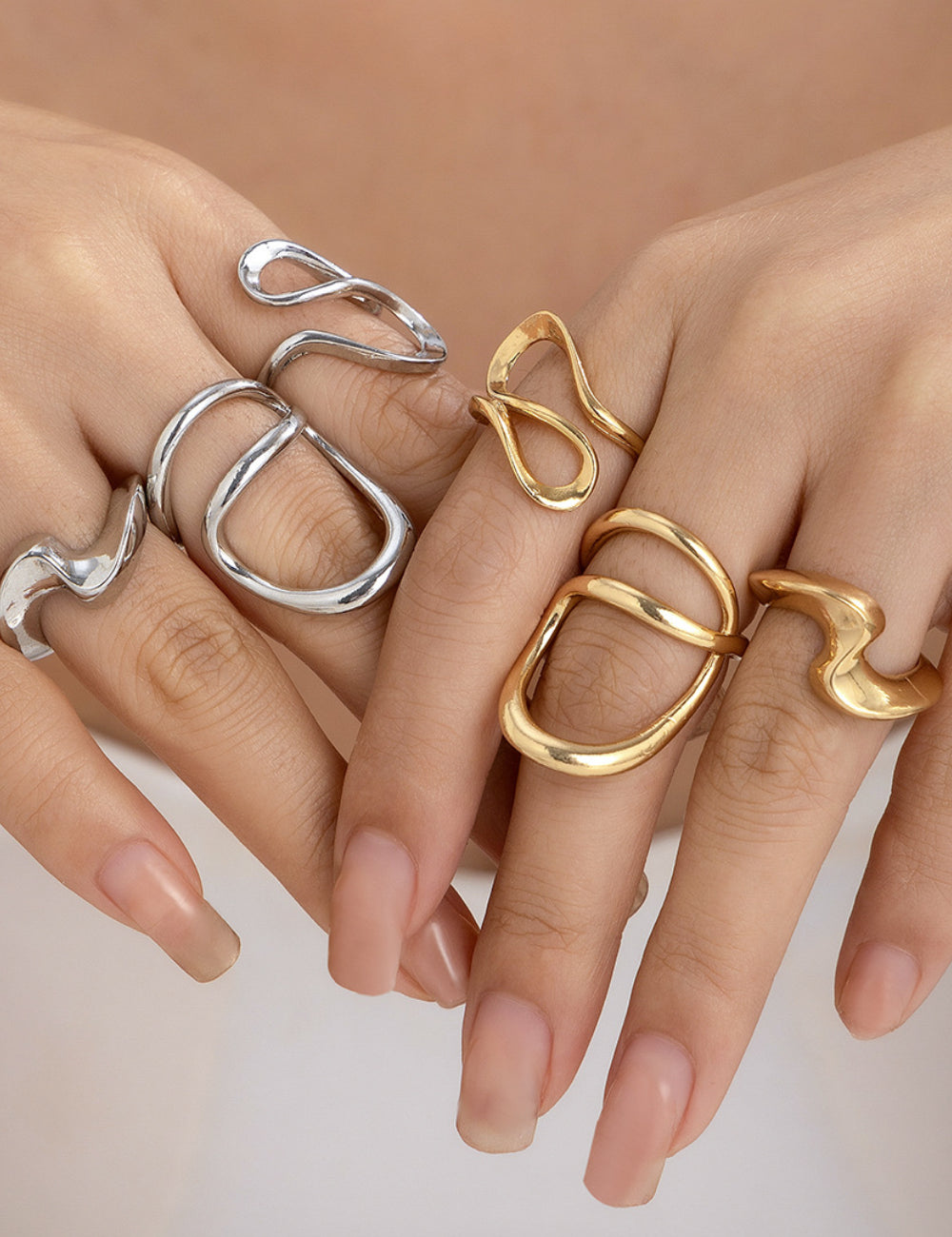 Simple Irregular Adjustable Curved Ring Set DPJR21