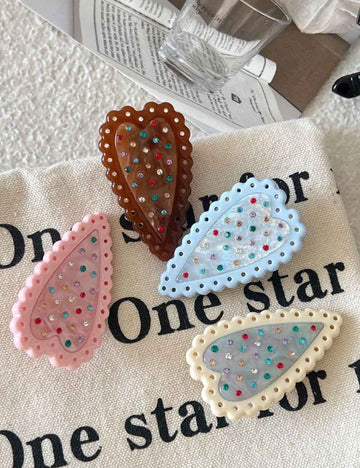 Colorful Rhinestone Polka Dot Heart Hair Clip DP25E877