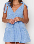 Plaid Tie-Strap Mini Dress - DippedShop Wholesale - #3555