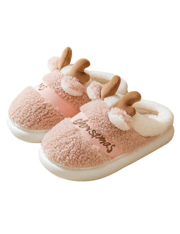Cute Reindeer Warm Plush Outdoor Slippers DP25H482