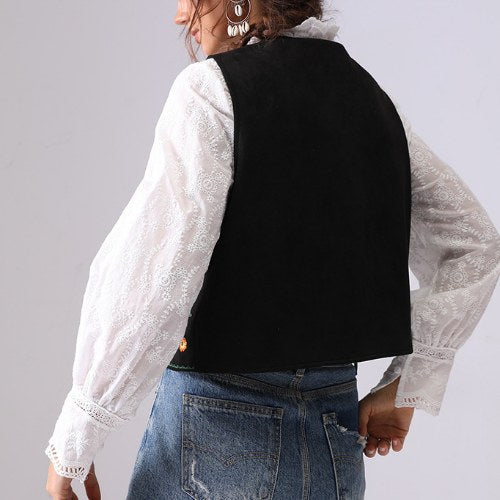 Vintage Flower Embroidered Vest - DippedShop Wholesale - #5107
