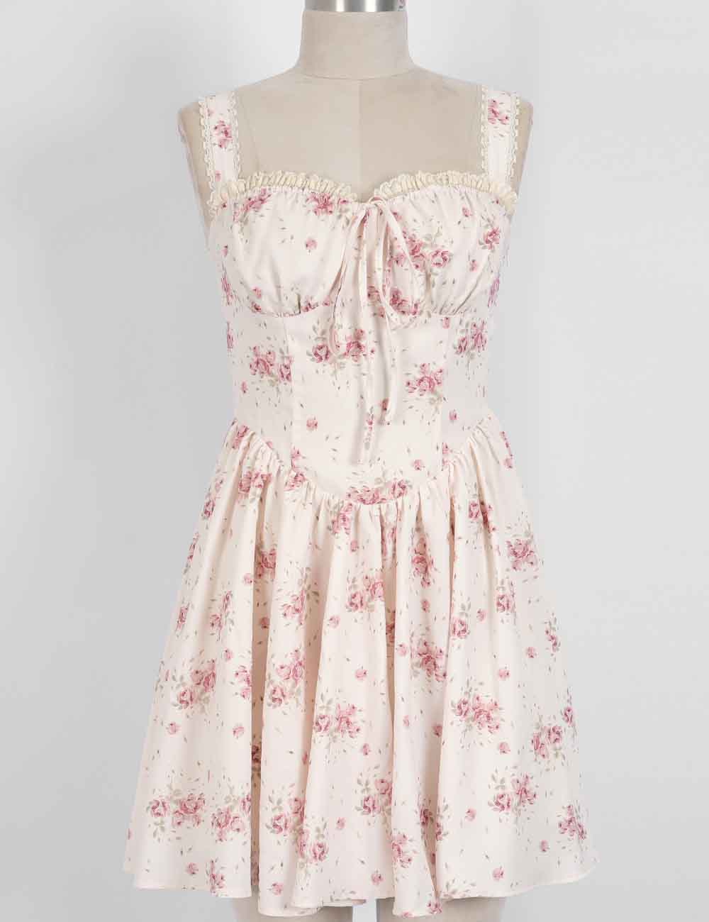 Floral Midi Corset Dress - DippedShop Wholesale - #7395