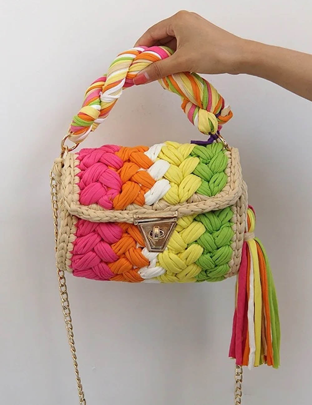 Chunky Crochet Crossbody Bag - DippedShop Wholesale - #3923