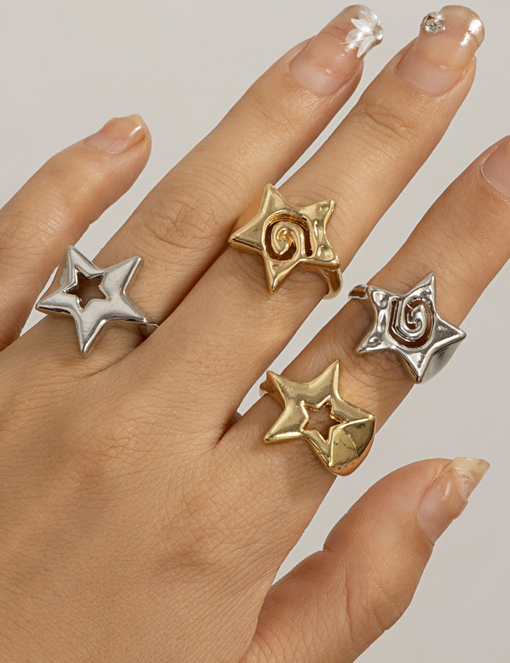 Adjustable Three-Dimensional Star Letter Rings DPJR5