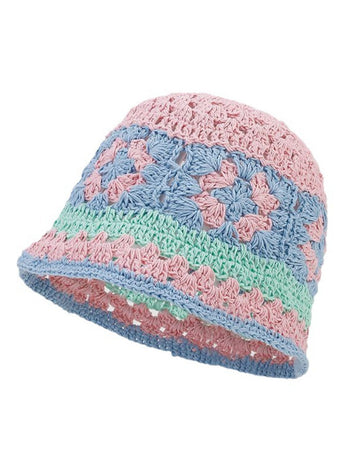 Contrast Color Hollow Out Crochet Bucket Hat DPBH0337