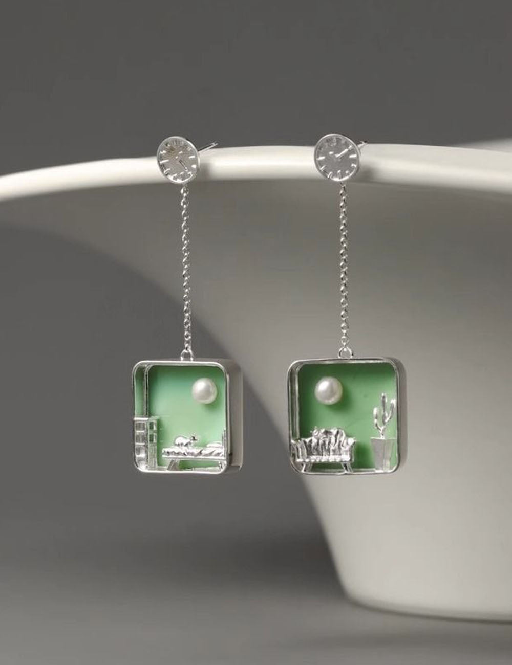 Pearl Square Drop Earrings - DippedShop Wholesale - #2947