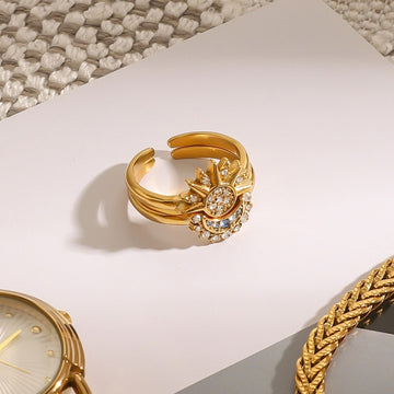 Moon Sun Zircon Layered Rings DP25A716