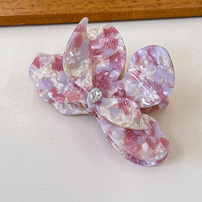 Sweet Flower Petal Rhinestone Acetate Hair Claw MK2PPM6W6HCP352