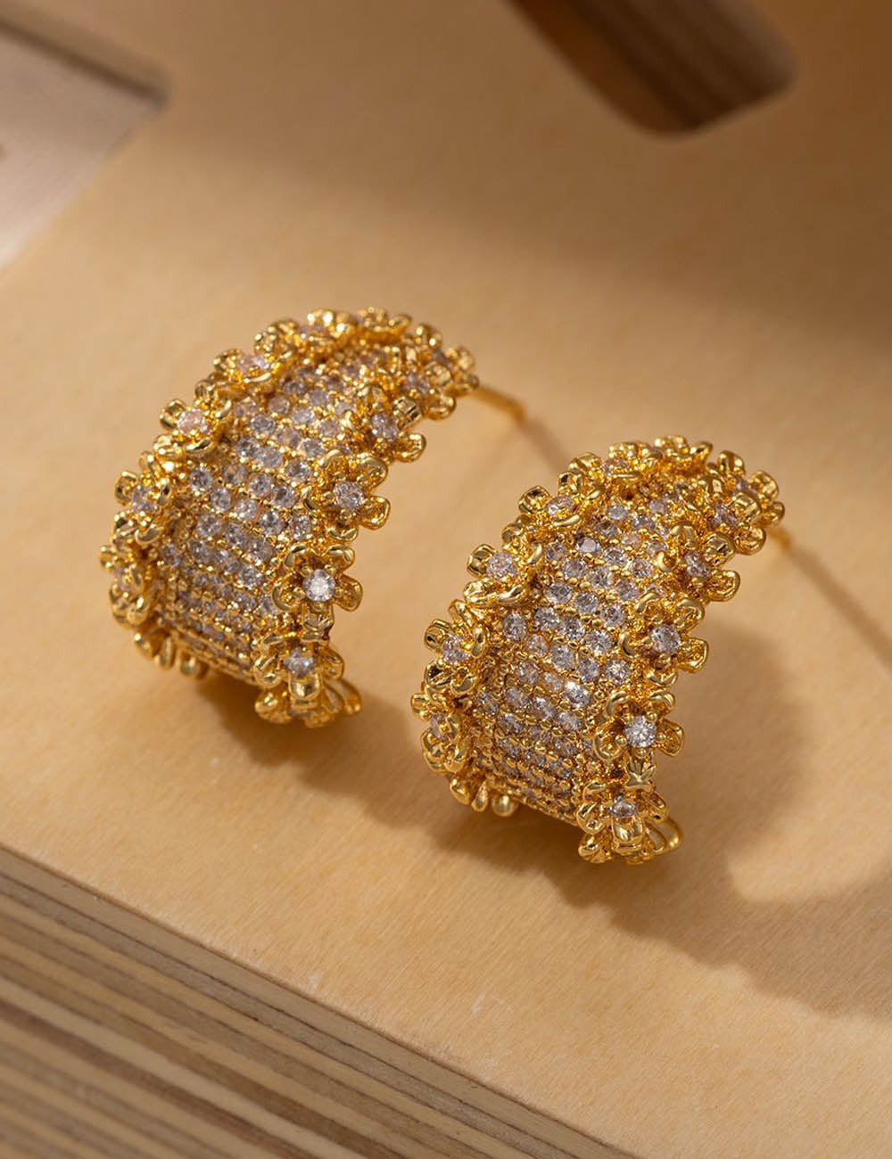 C-Shaped Cubic Zirconia Studs - DippedShop Wholesale - #8563