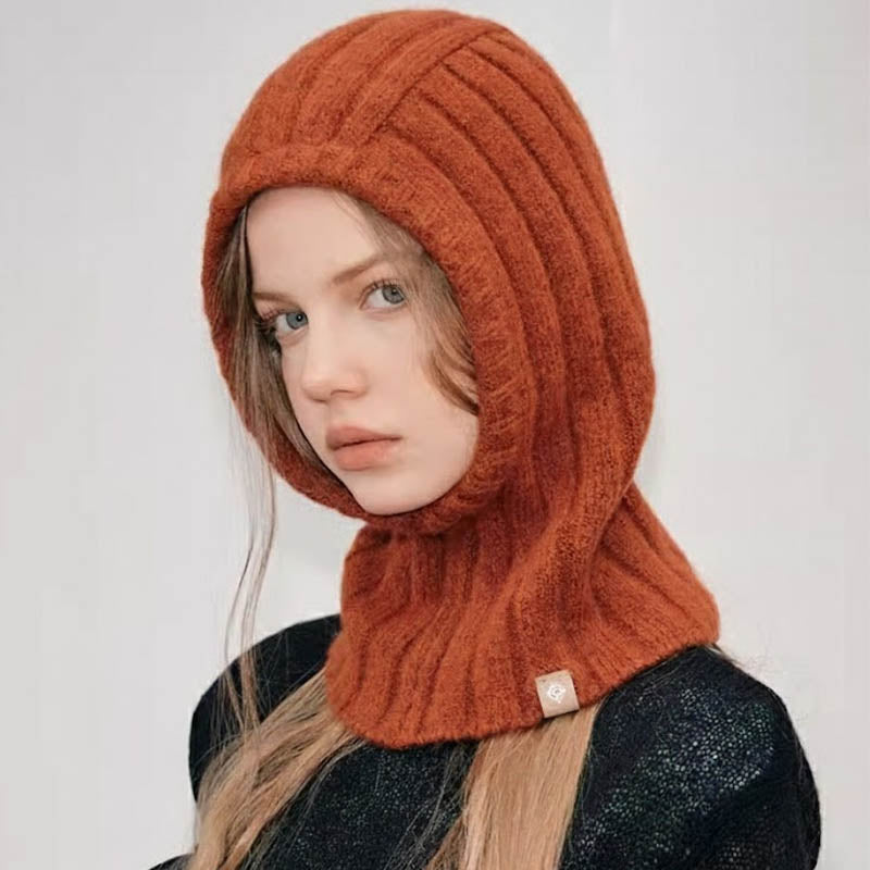 Trendy Wool Blend Hooded Balaclava Knit Beanie DP25H732