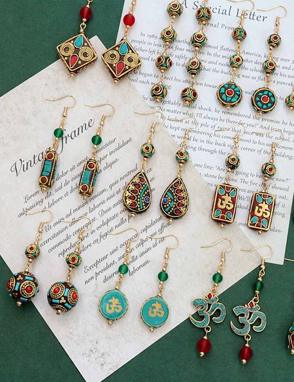 Vintage Ethnic Drop Earrings - DippedShop Wholesale - #4163