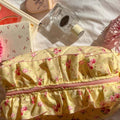 Flower Print Ruffle Cosmetic Bag - DippedShop Wholesale - #9683