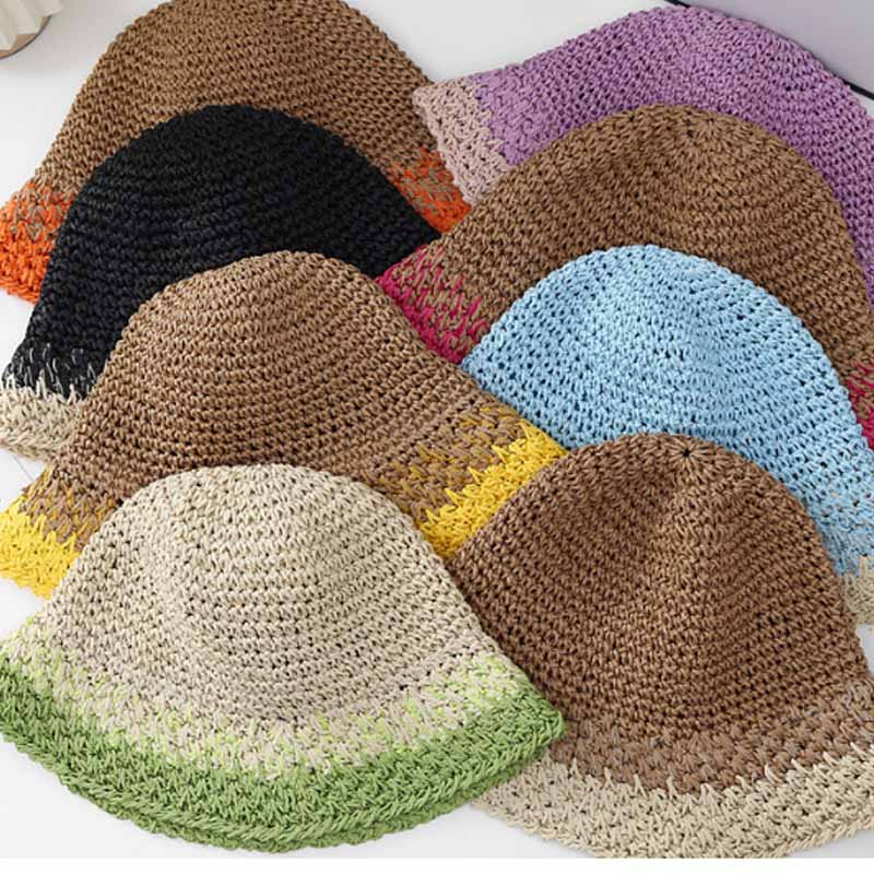 Color Block Straw Hat - DippedShop Wholesale - #5955