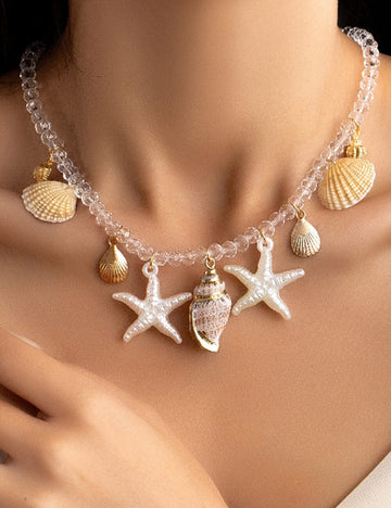 Minimalist Conch Shell Pendant Bead Necklace DP25D771