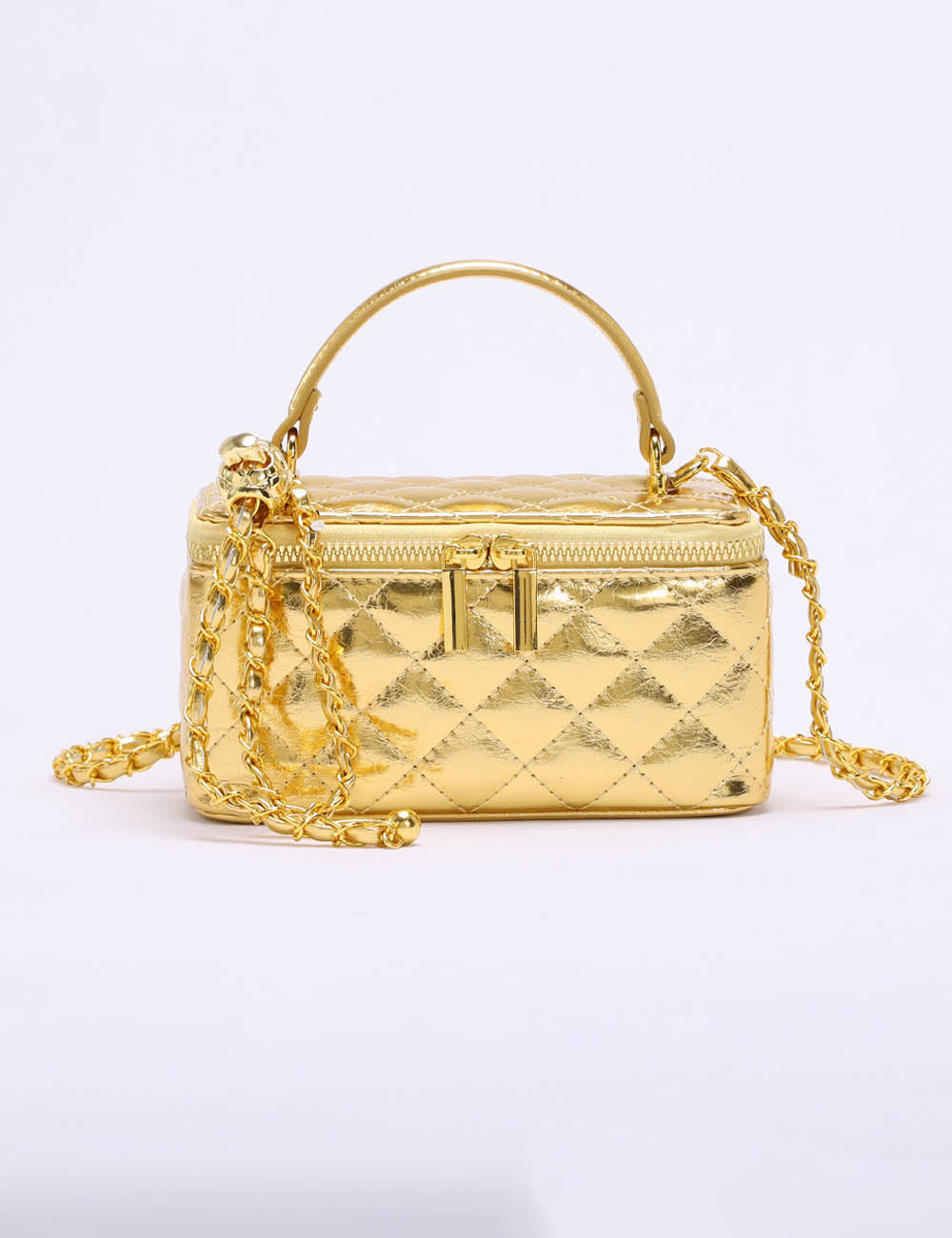 Elegant Gold Quilted Crossbody Bag - DippedShop Wholesale - #7523