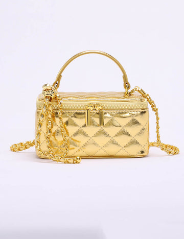 Elegant Gold Quilted Crossbody Bag - DippedShop Wholesale - #7523