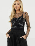 Pearl Studded See Through Top - DippedShop Wholesale - #3683