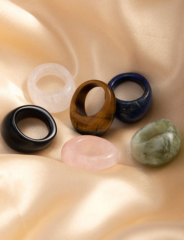 Simple Natural Stone Single Ring DP25B818