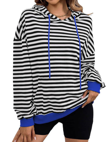 Color Block Striped Hooded Hoodies DP25D681