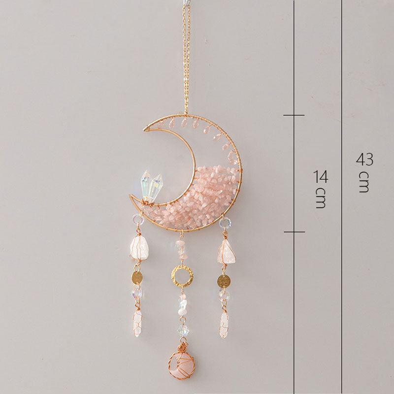 Pink Crystal Moon Suncatcher - DippedShop Wholesale - #5155
