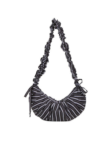 Ruched Striped Drawstring Casual Shoulder Bag DP25F687