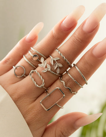 Simple Metal Adjustable Line Ring Set DPJR14