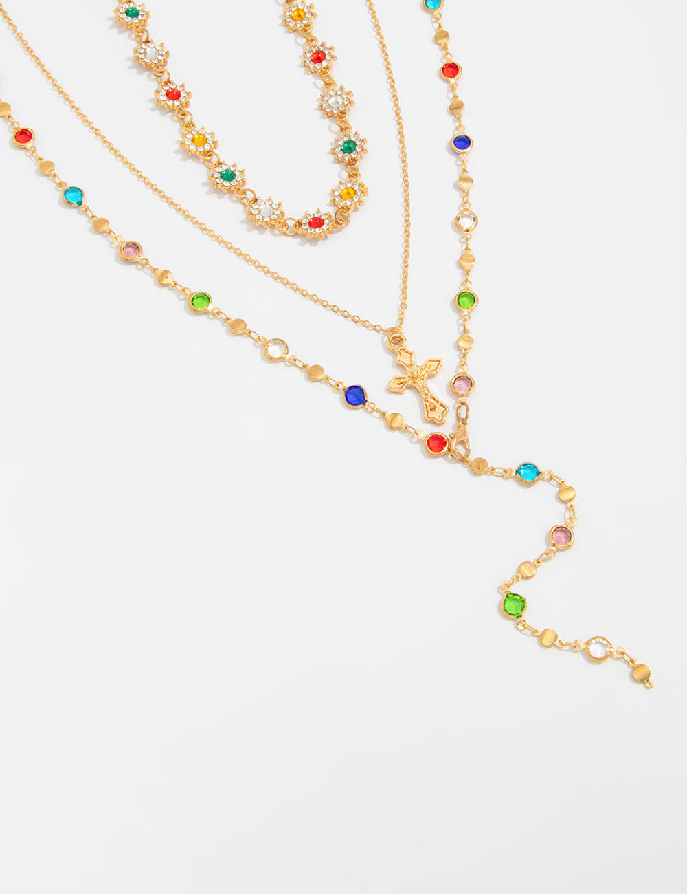 Layered Cross Pendant Necklace - DippedShop Wholesale - #9587