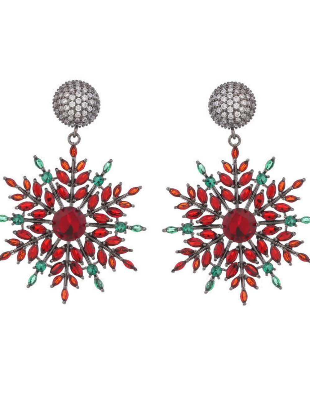 Colorful Zircon Christmas Snowflake Stud Earrings DPJE1927