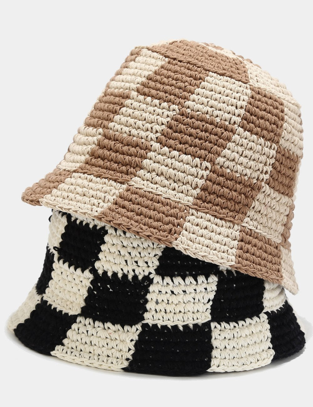 Crochet Knit Plaid Classic Bucket Hat DPBH0330