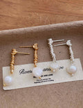 Gold Plated Pearl Dangle Earrings - DippedShop Wholesale - #6851