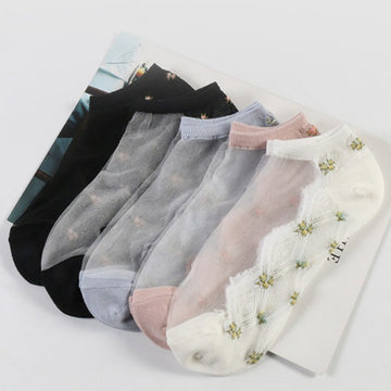 Flower Mesh Transparent Socks - DippedShop Wholesale - #1171