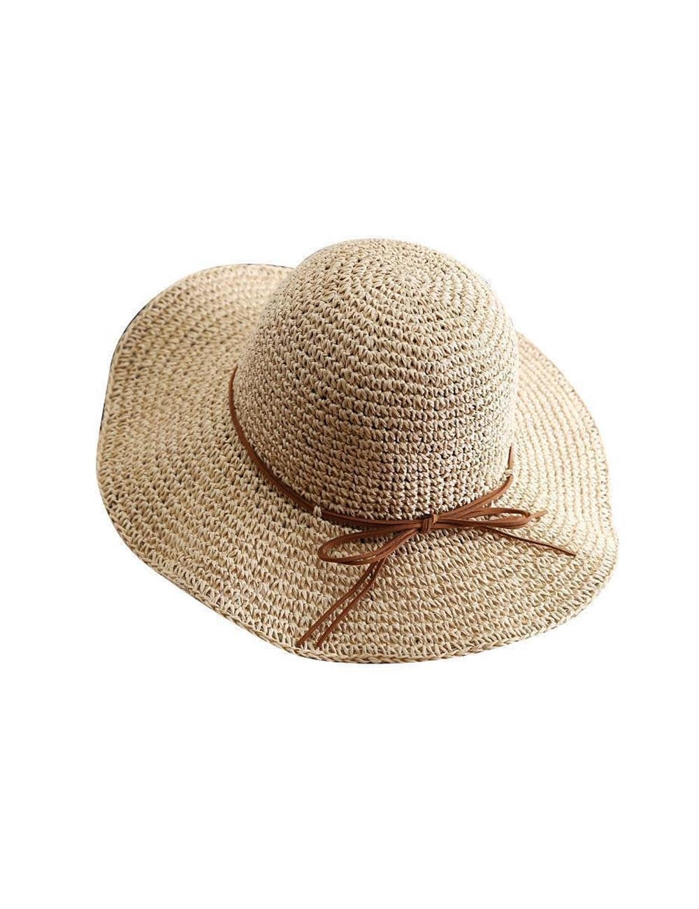 Retro Bow Tie Breathable Straw Fisherman Hat DP25E416
