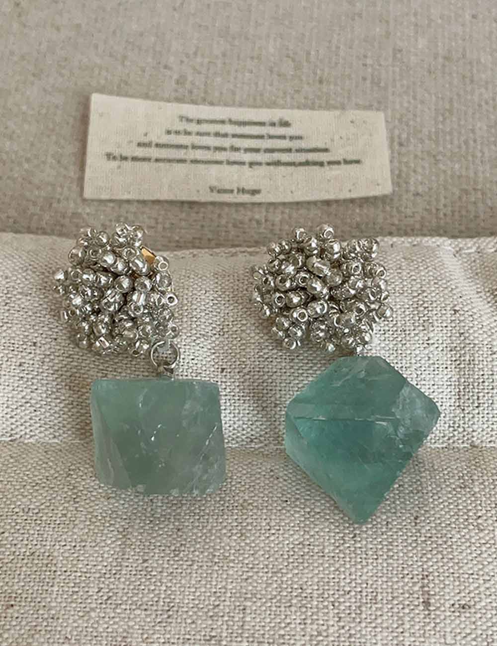 Natural Stone Dangle Earrings - DippedShop Wholesale - #4899