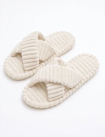 Simple Solid Color Cross Band Indoor Slippers DP25F907