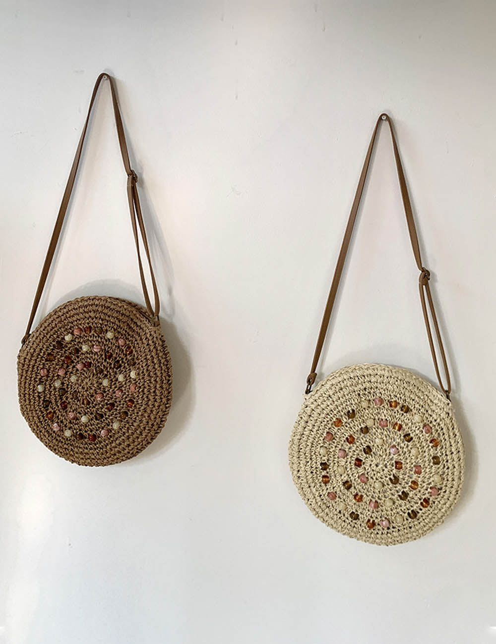 Round Straw Crossbody Bag - DippedShop Wholesale - #6179