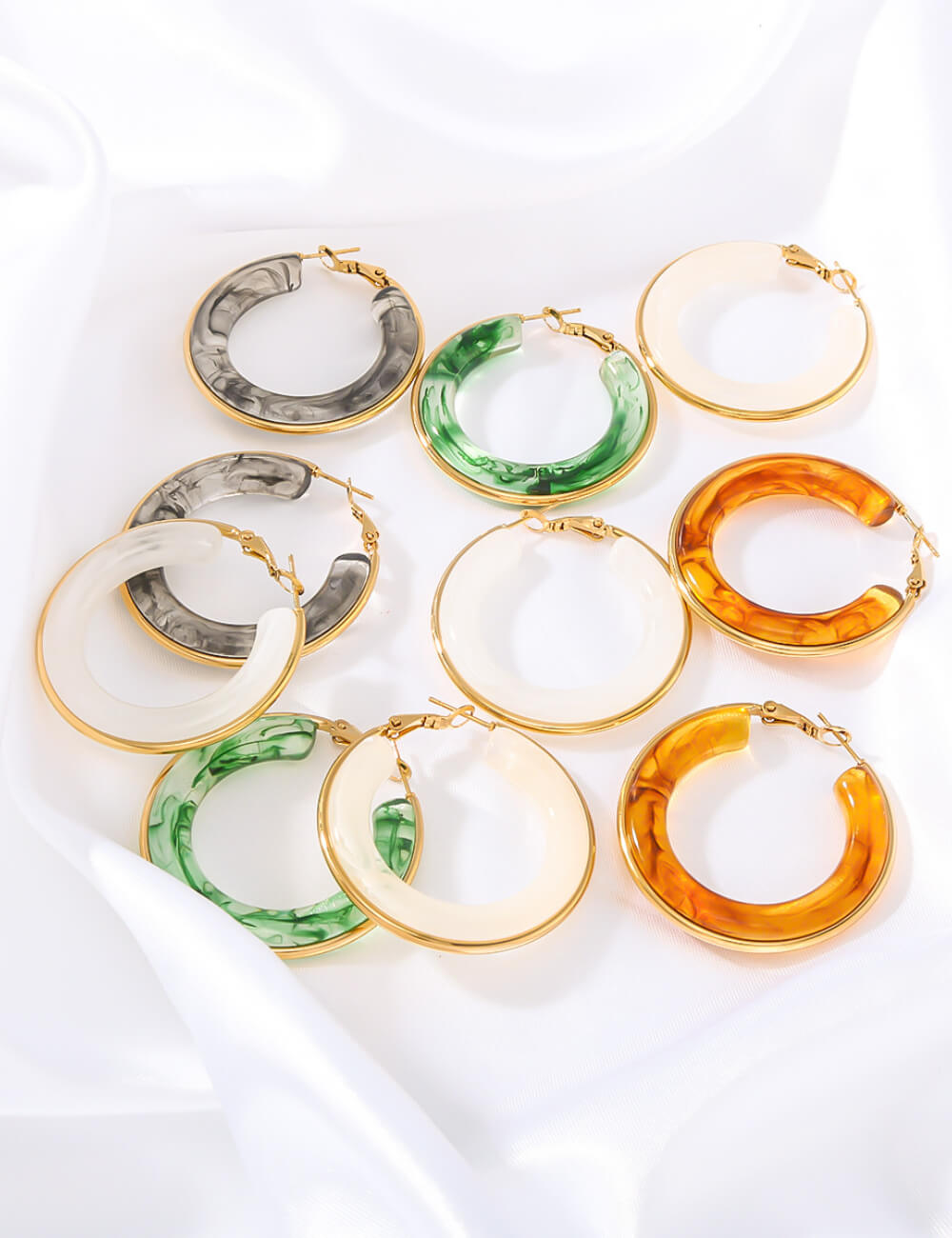 Vintage Acrylic Geometric Hoop Earrings DP25D851