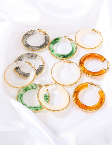 Vintage Acrylic Geometric Hoop Earrings DP25D851