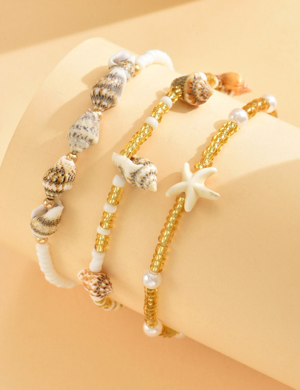 3pcs Natural Shell Bead Chain - DippedShop Wholesale - #6787