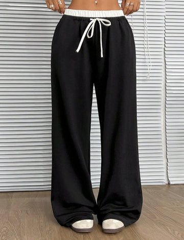 Simple Color Block Straight Leg Loose DP25A760
