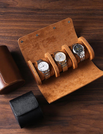 Minimalist Watch Roll Travel Case for 3 Watches DP25F757