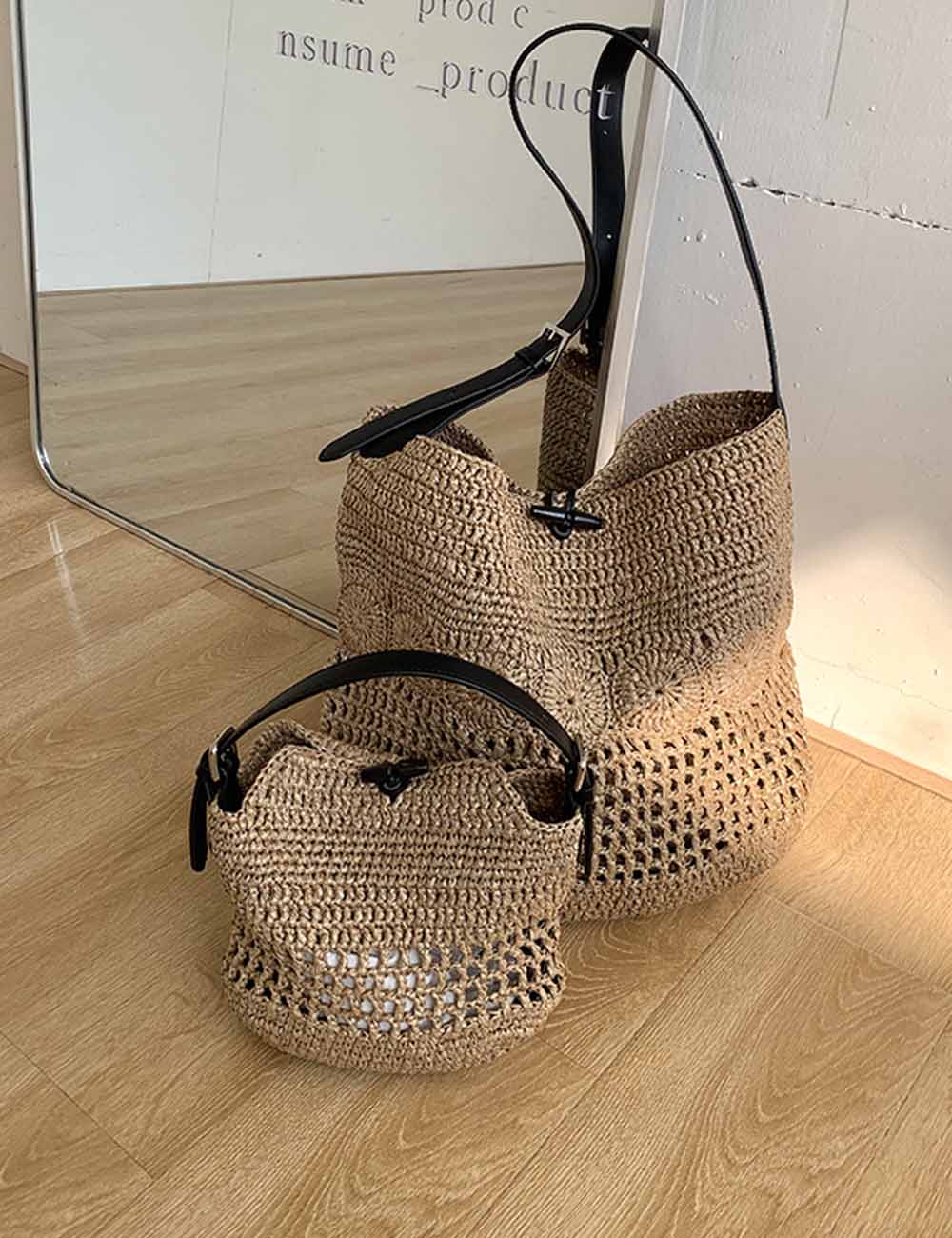 Straw Woven Hobo Bag - DippedShop Wholesale - #9123