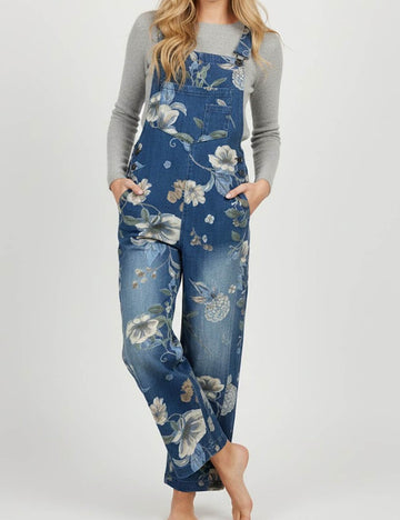 Floral Denim Bib Overalls - DippedShop Wholesale - #8931