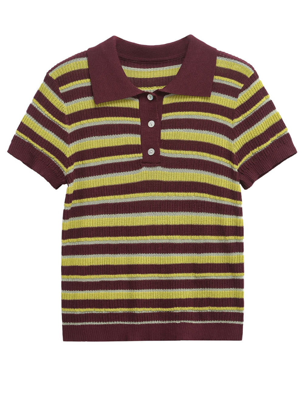 Color Block Striped Short Sleeve Knit Top DP25D404