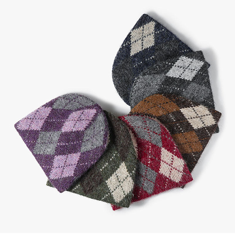 Vintage Plaid Color Block Thermal Knit Beanie DP25H702