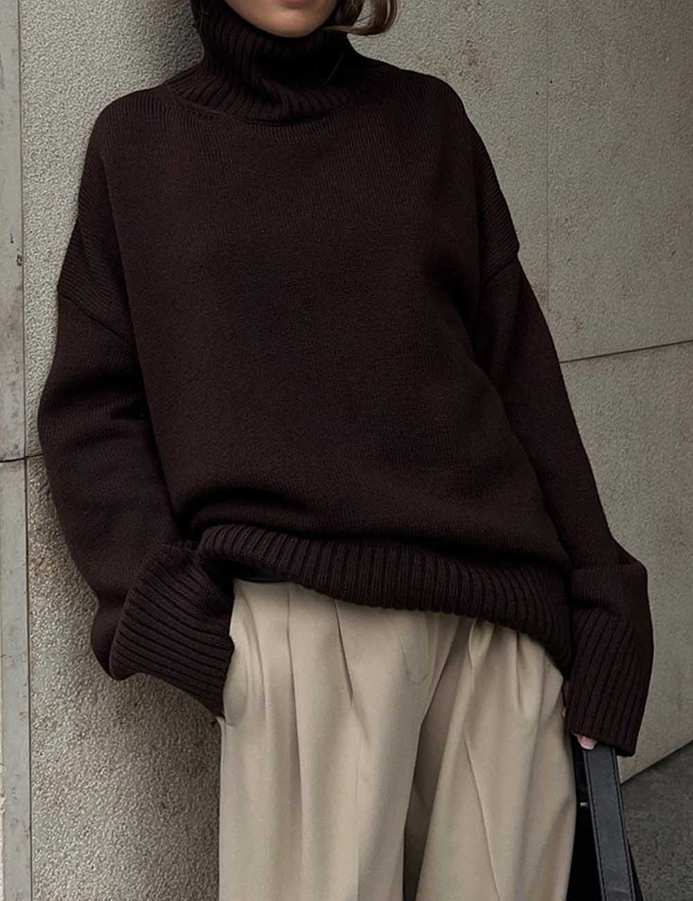 Winter High Neck Solid Color Knit Sweater DP25G938