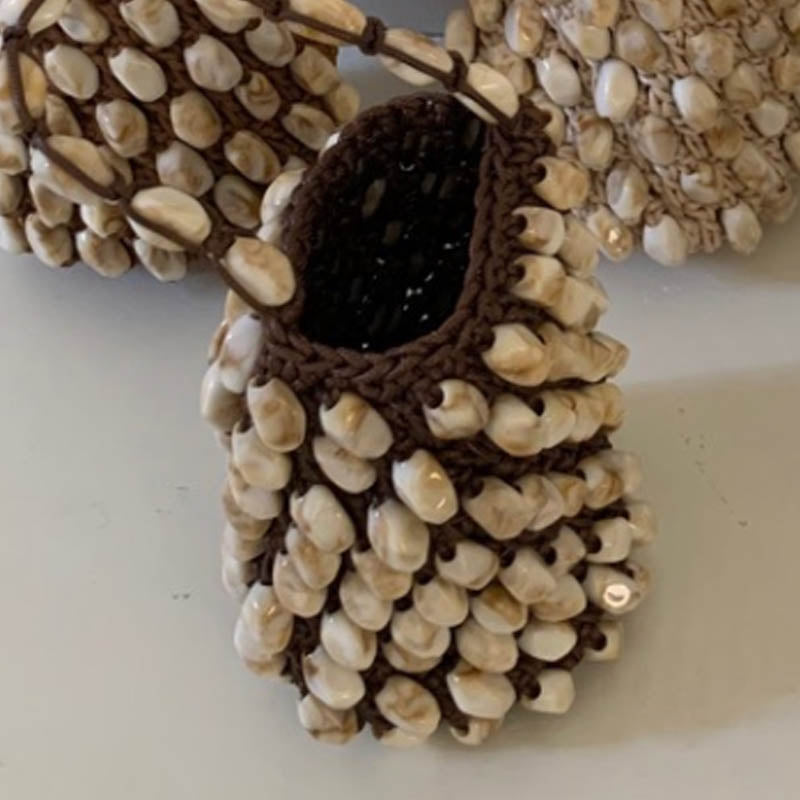 Beaded Woven Bucket Bag - DippedShop Wholesale - #7859